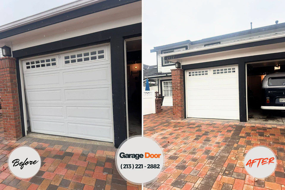 Before and after: garage door repair Skidmore, TX